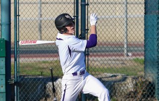 Jack Foote belts out an RBI triple as the Tigers beat Reedley 9-6 on Thursday afternoon.